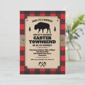 Birthday Rustic Buffalo Pset Bison Kraft Panel Kaart (Staand voorkant)