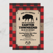 Birthday Rustic Buffalo Pset Bison Kraft Panel Kaart (Voorkant / Achterkant)