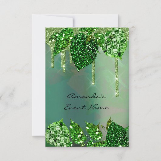 Birthday Rustic Woodland Roos Green Drift Leafs Kaart (Achterkant)