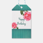 Birthday Rustige Waterverf Roze roze stripes Cadeaulabel (Voorkant)