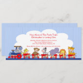 Birthday Safari Animals Train Birthday Invitation Kaart (Voorkant / Achterkant)