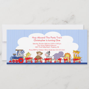 Birthday Safari Animals Train Birthday Invitation Kaart
