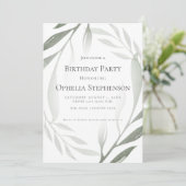 Birthday | Sage Green Olive Branch Waterverf Kaart (Staand voorkant)