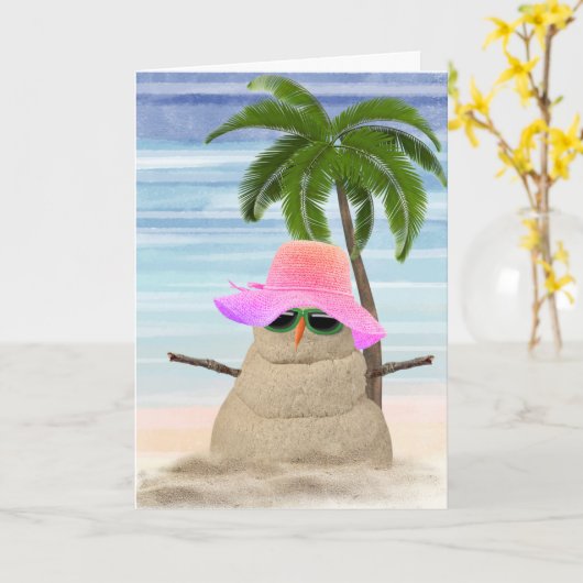 Birthday Sand Snow Man Card Kaart (Gele Bloem)