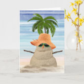 Birthday Sand Snow Man Kaart (Gele Bloem)
