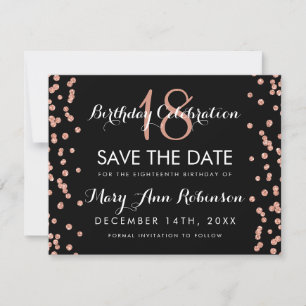 Birthday Save Date Roos Gold Glitter Confetti Save The Date