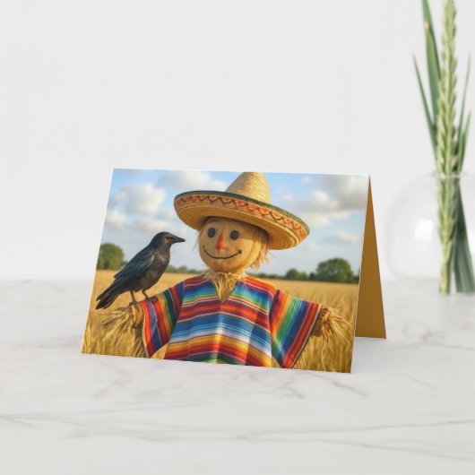 Birthday Scarecrow Wearing a Sombrero and Poncho Kaart (Voorkant)