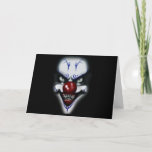 Birthday Scary Clown Kaart<br><div class="desc">Een erg eng boze clown met blauwe decoraties op zijn gezicht en scherpe tanden.</div>