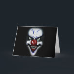 Birthday Scary Clown Kaart<br><div class="desc">Een erg eng boze clown met blauwe decoraties op zijn gezicht en scherpe tanden.</div>
