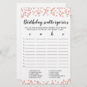Birthday Scattergories editable game (Voorkant / Achterkant)