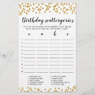 Birthday Scattergories editable game