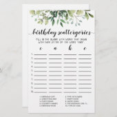 Birthday Scattergories editable game (Voorkant / Achterkant)