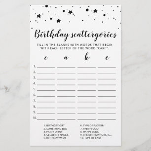 Birthday Scattergories editable game