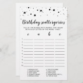 Birthday Scattergories editable game (Voorkant / Achterkant)