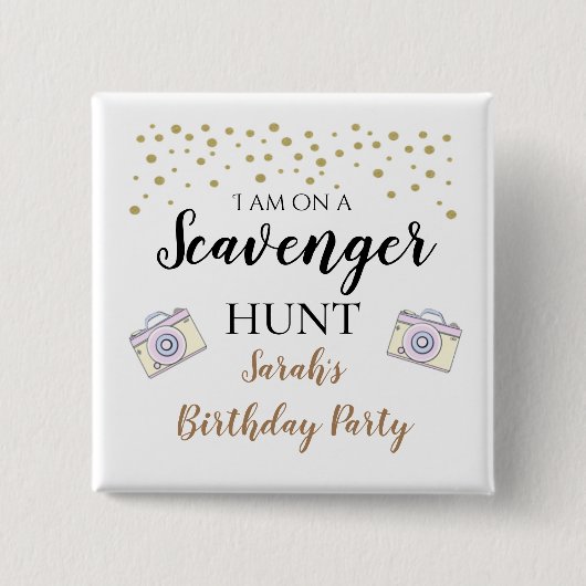 Birthday Scavenger jacht Vierkante Button 5,1 Cm (Voorkant)