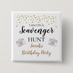 Birthday Scavenger jacht Vierkante Button 5,1 Cm