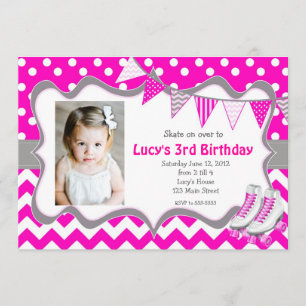 Birthday Schaats Pink Girl Kaart