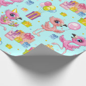 Birthday schattige cartoon flamingo cadeaupapier (Hoek)