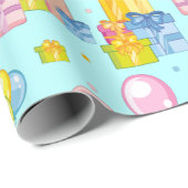 Birthday schattige cartoon flamingo cadeaupapier (Rol Hoek)