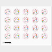 Birthday. Schattigee Eenhoorn met Schattigee Spark Ronde Sticker (Vel)