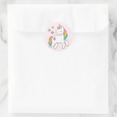 Birthday. Schattigee Eenhoorn met Schattigee Spark Ronde Sticker (Tas)