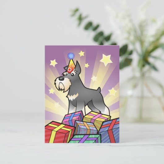 Birthday Schnauzer Briefkaart (Staand voorkant)