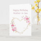 Birthday schoonmoeder-roze hartkaart kaart (Gele Bloem)