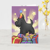 Birthday Scottish Terrier Kaart (Gele Bloem)