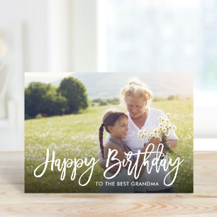 Birthday Script Overlay Photo Card voor oma Kaart