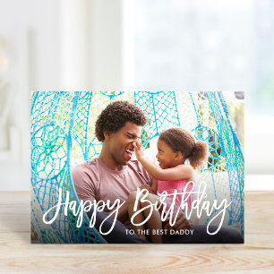 Birthday Script Overlay Photo Card voor papa Kaart