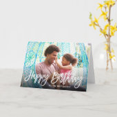 Birthday Script Overlay Photo Card voor papa Kaart (Gele Bloem)
