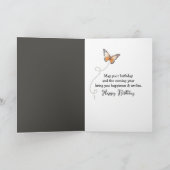 Birthday Scruffy Cat with Butterfly Kaart (Binnen)