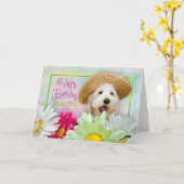 BIRTHDAY - SECRET PAL - PUPPY/FLOWERS/SUNHAT KAART (Gele Bloem)