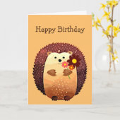 Birthday Sending a Hedgehog Hug Love Cute Kaart (Gele Bloem)