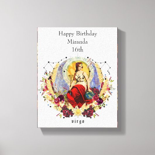 Birthday September Virgo Zodiac Custom Gift Canvas Afdruk (Voorkant)