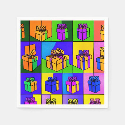 Birthday-servetten met cadeaudesign servet (Voorkant)