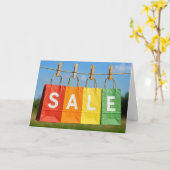 Birthday Shopping Bags On a Clothesline Kaart (Gele Bloem)