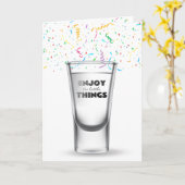 Birthday Shot Glass in Confetti Kaart (Gele Bloem)
