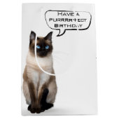 Birthday Siamese Cat Medium Cadeauzakje (Voorkant)