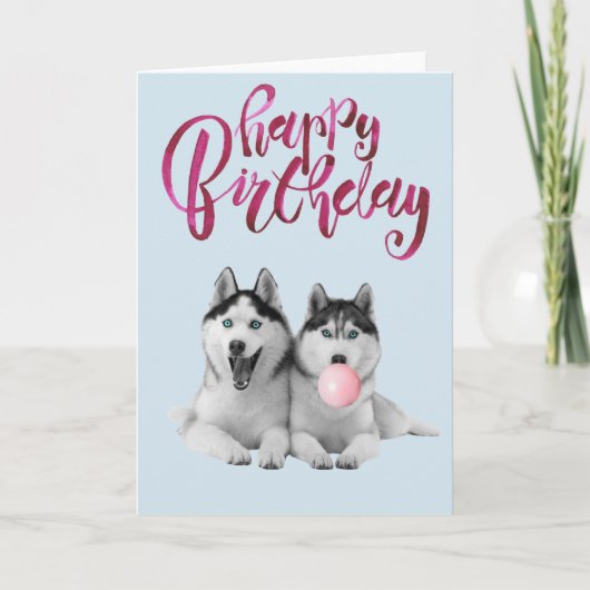 Birthday Siberian Husky Dog Animal Bubble Gum Kaart (Voorkant)