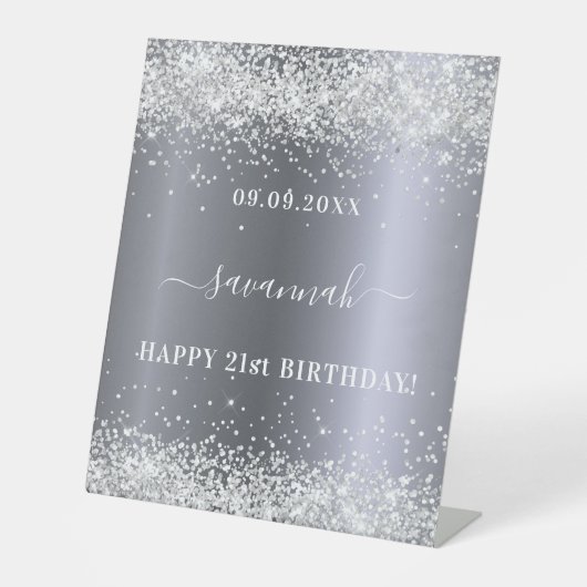 Birthday Silglitter heet welkom Reclamebord Met Voetstuk (Voorkant)