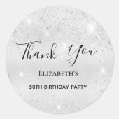 Birthday Silglitter Naam Bedankt Ronde Sticker (Voorkant)
