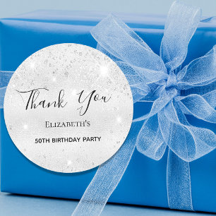 Birthday Silglitter Naam Bedankt Ronde Sticker