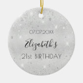 Birthday Silglitter Name elegant Keramisch Ornament (Voorkant)