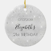 Birthday Silglitter Name elegant Keramisch Ornament (Achterkant)