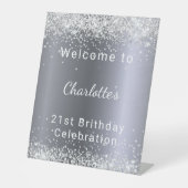 Birthday Silglitter Name party Welkom Reclamebord Met Voetstuk (Voorkant)