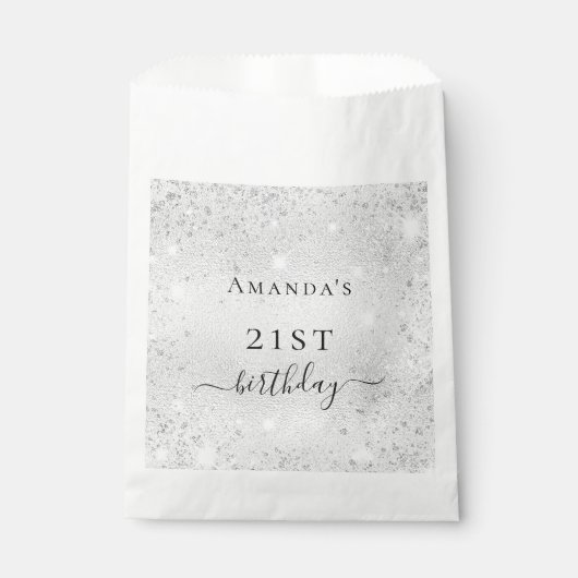Birthday Silglitter sparkles name elegant Bedankzakje (Voorkant)