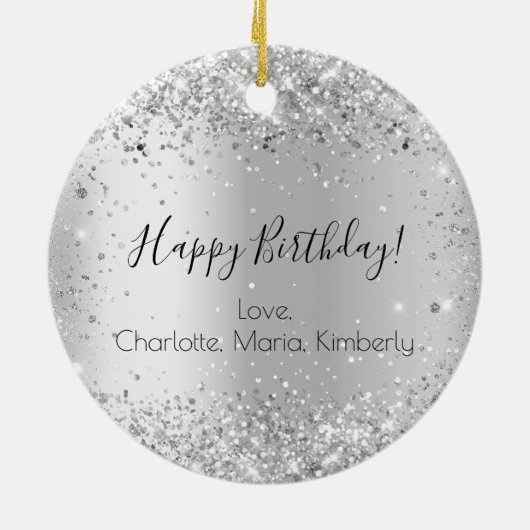 Birthday Silglitter vrienden kerstmis Keramisch Ornament (Achterkant)