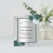 Birthday Silgreen floral budget uitnodiging (Staand voorkant)