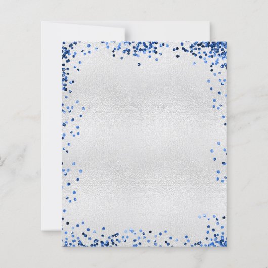 Birthday Silver Blauw Glitter-budgetuitnodiging (Achterkant)